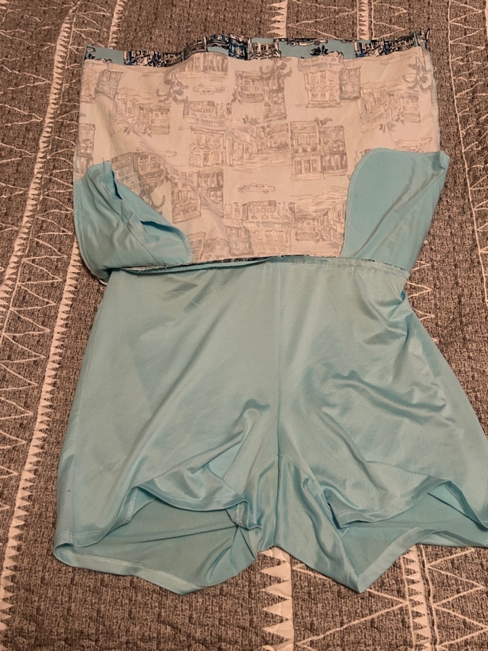 Rafaella Light Blue and White Travel-Print Skort - Picture 5 of 6